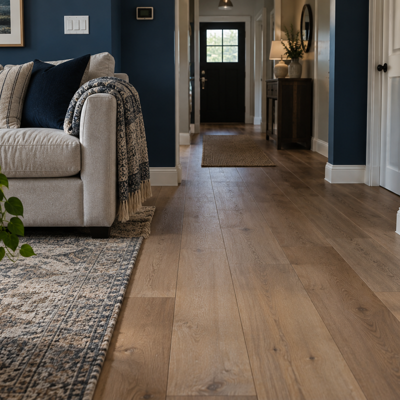 Living room floor installation in New Albany, Indiana